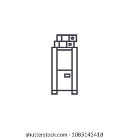 locker, cabinet vector line icon, sign, illustration on background, editable strokes