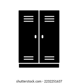 Bloquear el icono de ropa y cosas. Silueta negra. Vista frontal vertical. Ilustración gráfica plana vectorial simple. Objeto aislado sobre un fondo blanco. Aislar.