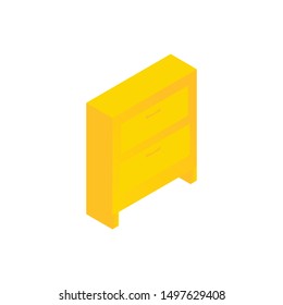 Locker cute furniture icon and closer design in apartment interior illustration of business folder or storage isolated on white background, vector, isometric style