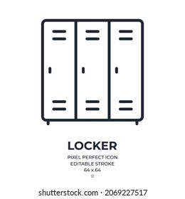 Locker editable stroke outline icon isolated on white background flat vector illustration. Pixel perfect. 64 x 64.