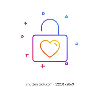 Locker with Heart line icon. Love symbol. Valentines day or Wedding sign. Gradient line button. Wedding locker icon design. Colorful geometric shapes. Vector