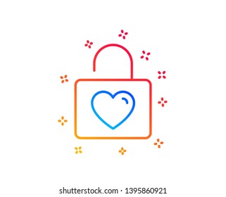 Locker with Heart line icon. Love symbol. Valentines day or Wedding sign. Gradient design elements. Linear wedding locker icon. Random shapes. Vector