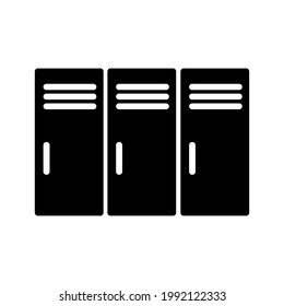 icono de Locker. Icono negro. Ilustración vectorial. Locker en la escuela.
