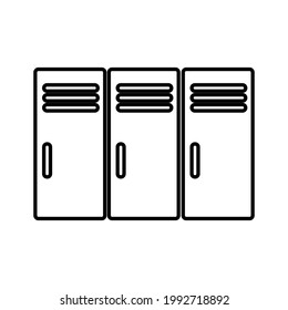 icono de Locker. Icono negro. Ilustración vectorial. Locker en la escuela.