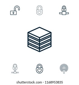 Locker icon. collection of 7 locker outline icons such as heart lock, archive. editable locker icons for web and mobile.