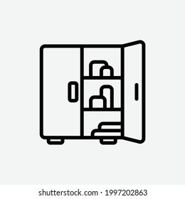 icono del locker, armario, icono del contorno educativo aislado en fondo gris claro, perfecto para sitio web, blog, logo, diseño gráfico, medios sociales, UI, aplicación móvil, ilustración del vector EPS 10