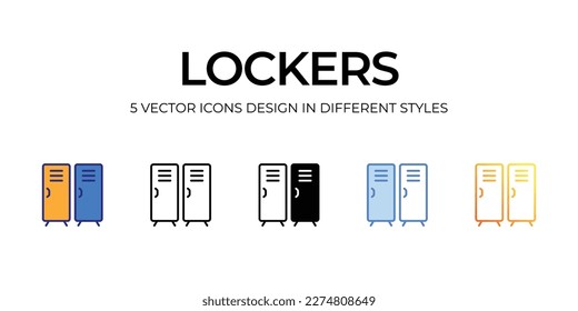 diseño de iconos de locker en estilo Cinco con barra editable. Línea, Sólido, Línea plana, Color de tono Duo y Línea de degradado de color. Adecuado para diseño de páginas Web, aplicaciones móviles, UI, UX y GUI.