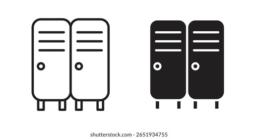 Locker icon. Flat and stroke versions. Graphic elements.