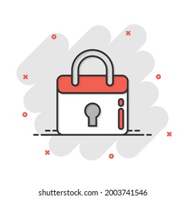 Locker icon in flat style. Padlock password vector illustration on white isolated background. Key unlock business concept.