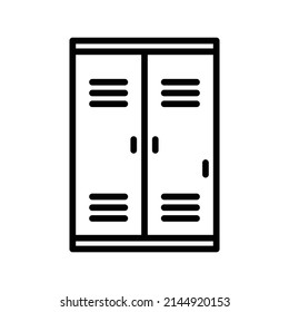 Locker Icon. Line Art Style Design Isolated On White Background
