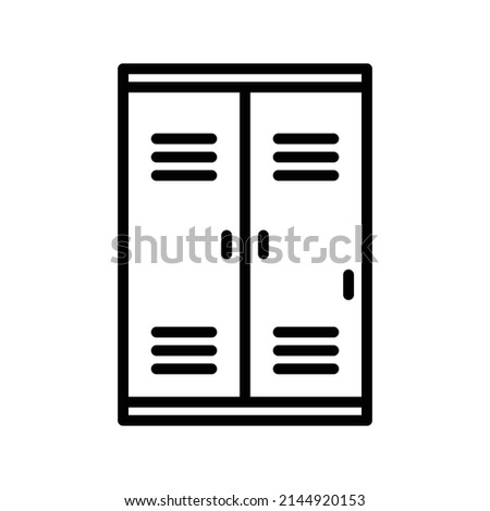 Locker Icon. Line Art Style Design Isolated On White Background