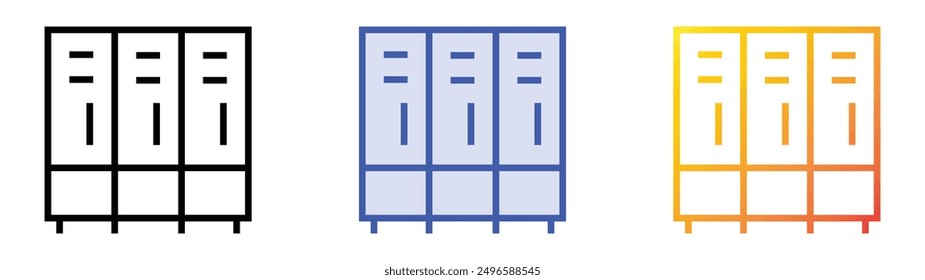 Icono de casillero. Lineal, relleno azul y diseño de estilo degradado aislado sobre fondo blanco