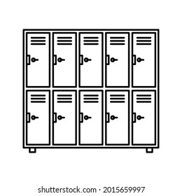 Locker-Symbol Schließfächer der Schule unterschreiben. Vektorgrafik.