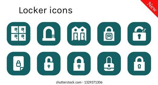 locker icon set. 10 filled locker icons.  Collection Of - Lockers, Lock, Dressing room, Unlocked, Locked, Unlock, Padlock