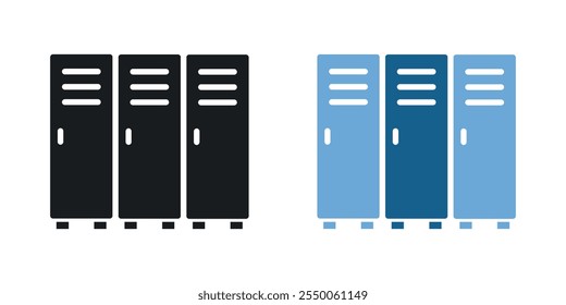 Locker icon set in black and colored version