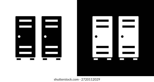 Locker icon simple flat graphic illustrations. Black and white silhouette vector