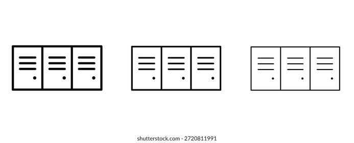 Icono de armario delgado símbolo de línea sobre fondo blanco, Ilustración vectorial de trazo editable