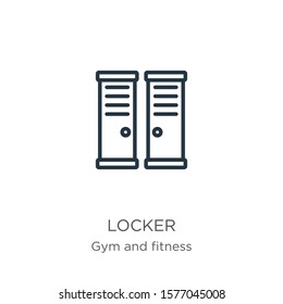 Locker icon. Thin linear locker outline icon isolated on white background from gym and fitness collection. Line vector sign, symbol for web and mobile