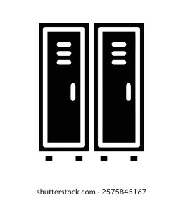 Locker Icon. Workplace and Sports Storage Cabinets. School Locker. Vector Illustration.