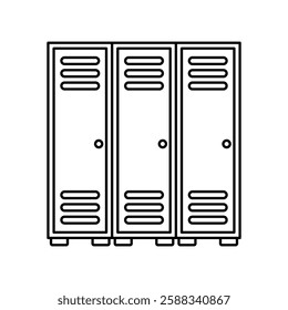 Locker Icon. Workplace and Sports Storage Cabinets. School Locker, simple flat style, illustration, logo sign symbol pictogram template, for ui or ux isolated on white for mobile app, editable