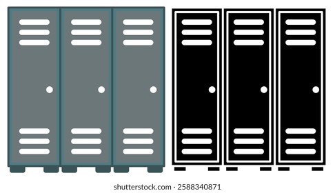 Locker Icon. Workplace and Sports Storage Cabinets. School Locker, simple flat style, illustration, logo sign symbol pictogram template, for ui or ux isolated on white for mobile app, editable