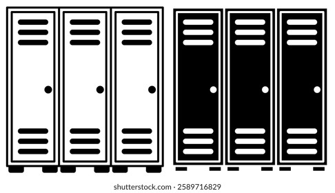 Locker Icon. Workplace and Sports Storage Cabinets. School Locker, simple flat style, illustration, logo sign symbol pictogram template, for ui or ux isolated on white for mobile app, editable