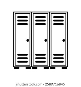 Locker Icon. Workplace and Sports Storage Cabinets. School Locker, simple flat style, illustration, logo sign symbol pictogram template, for ui or ux isolated on white for mobile app, editable