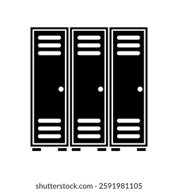 Locker Icon. Workplace and Sports Storage Cabinets. School Locker, simple flat style, illustration, logo sign symbol pictogram template, for ui or ux isolated on white for mobile app, editable