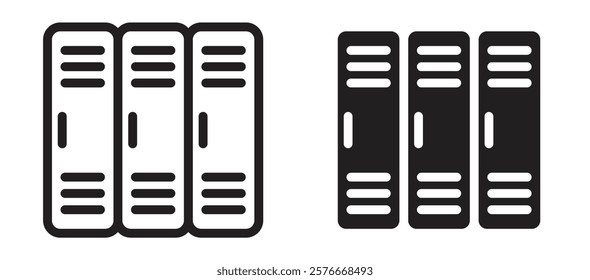 Locker icons in outline and stroke versions