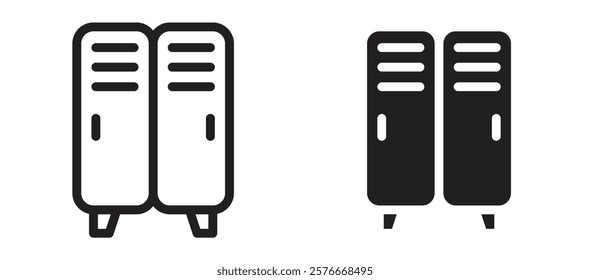 Locker icons in outline and stroke versions