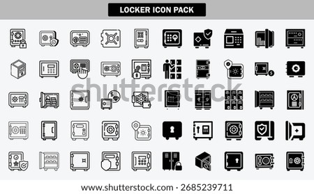 Locker line and fill Icon and Locker Icon Pack Design