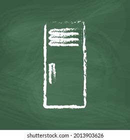 Locker line Icon design white chalk. Draw a picture on the blackboard.