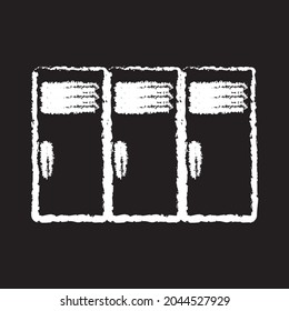 Locker line Icon design white chalk. Draw a picture on the blackboard.