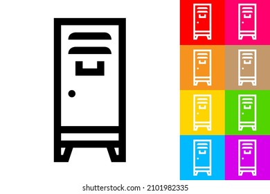 Locker. Line Icon With Different Color Background.