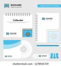 Locker Logo, Calendar Template, CD Cover, Diary and USB Brand Stationary Package Design Vector Template