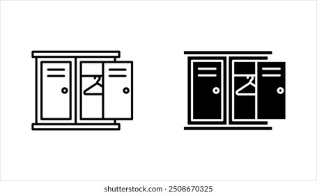 Ícone de vetor de contorno do armário. elemento de vetor plano do ginásio editável e conceito de fitness, ilustração de vetor no fundo branco