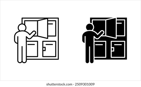 Locker outline vector icon. flat vector element from editable gym and fitness concept, vector illustration on white background