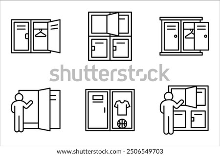 Locker outline vector icon. flat vector element from editable gym and fitness concept, vector illustration on white background