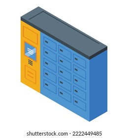 Locker parcel icon isometric vector. Free delivery. Express service