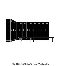 Locker room with benches and lockers.