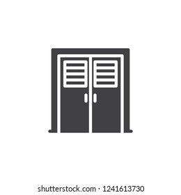 Locker room door vector icon. filled flat sign for mobile concept and web design. Double door simple solid icon. Symbol, logo illustration. Pixel perfect vector graphics