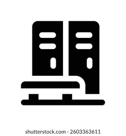 locker room glyph icon. Strong and solid vector icon for websites, mobile interfaces, presentations, and visual branding. High quality and easy to edit.