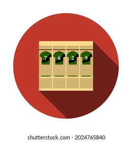 Locker Room Icon. Flat Circle Stencil Design With Long Shadow. Vector Illustration.