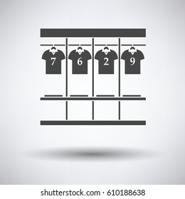 Locker room icon on gray background, round shadow. Vector illustration.