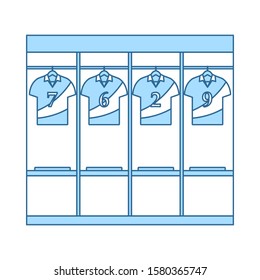 Locker Room Icon. Thin Line With Blue Fill Design. Vector Illustration.