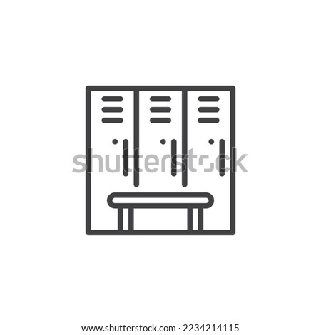 Locker room line icon. linear style sign for mobile concept and web design. Lockers and bench outline vector icon. Symbol, logo illustration. Vector graphics