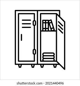 Locker room outline icon for mobile concept and web design. School lockers simple line vector icon. Symbol, logo illustration on white background. eps 10