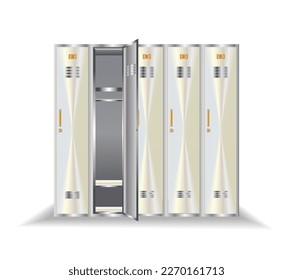 Locker Raum Vektorgrafik aus Aluminium, realistisches Design Konzept, Tamplate bereit.