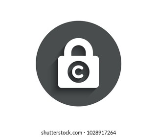 Ð¡opyright locker simple icon. Copywriting sign. Private Information symbol. Circle flat button with shadow. Vector