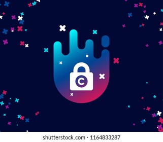 Ð¡opyright locker simple icon. Copywriting sign. Private Information symbol. Cool banner with icon. Abstract shape with gradient. Vector